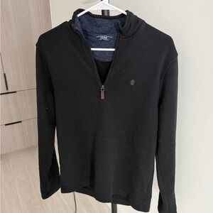 Izod Men's Black Half-Zip Sweater with Contrast Neck Lining